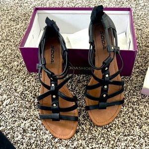 SODA black strappy sandals